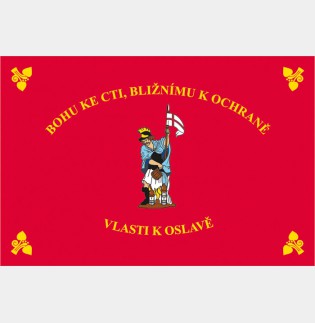 Tištěná hasičská vlajka se svatým Floriánem